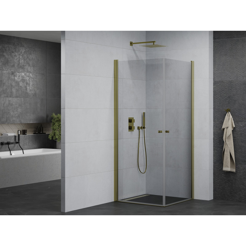 Mexen Pretoria Duo cabine de douche pivotante 100 x 100 cm, transparent, doré - 852-100-100-50-00-02