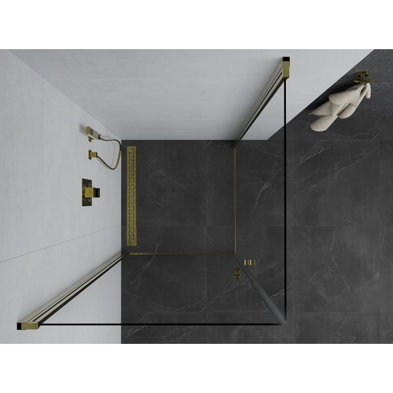 Mexen Pretoria Duo hinged shower cabin 100 x 100 cm, transparent, gold - 852-100-100-50-00-02