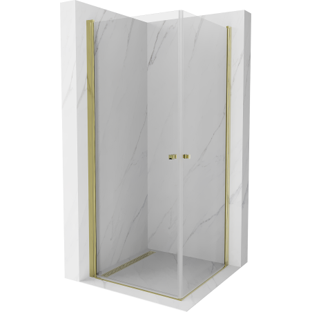 Mexen Pretoria Duo cabina de ducha abatible 100 x 100 cm, transparente, dorada - 852-100-100-50-00-02