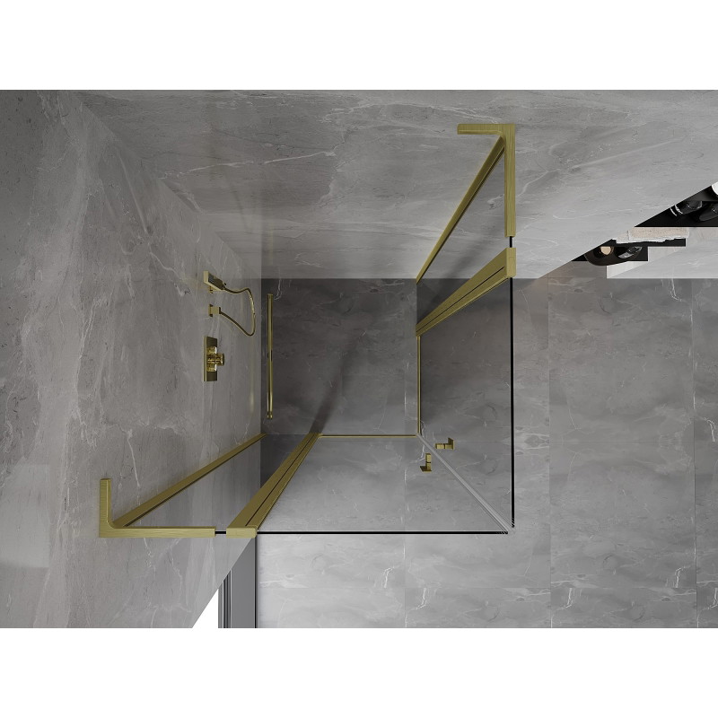 Mexen Mist L Duo tuš kabina s preklopnim vratima 90 x 90 cm, prozirna, zlatna brušena - 8A4L-090-090-55-00