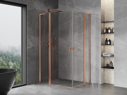 Mexen Mist L Duo shower enclosure hinged 120 x 90 cm, transparent, brushed copper - 8A4L-120-090-65-00