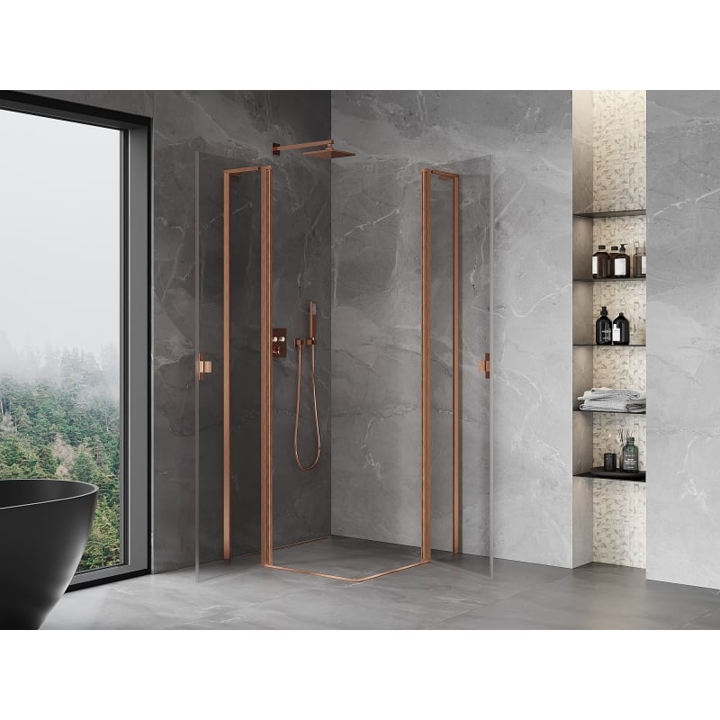 Mexen Mist L Duo läbipääsudušikabiin 115 x 115 cm, läbipaistev, harjatud vask - 8A4L-115-115-65-00
