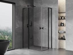 Mexen Mist L Duo shower enclosure pivot 100 x 90 cm, transparent, black - 8A4L-100-090-70-00