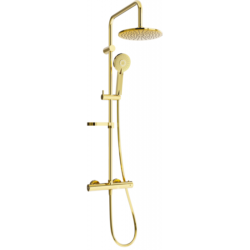 Mexen KX40 utanpåliggande duschset med regndusch och termostatblandare, guld - 771504091-50