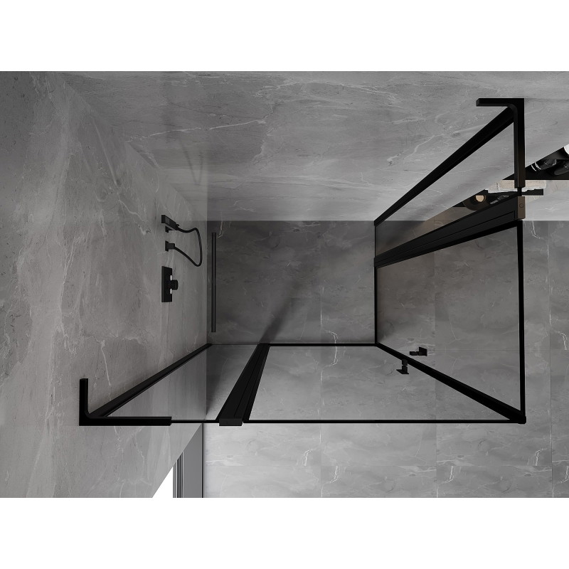 Mexen Mist L Duo crna tuš kabina s preklopnim vratima 110 x 90 cm, crni okvir, crna - 8A4L-110L-090P-70-70