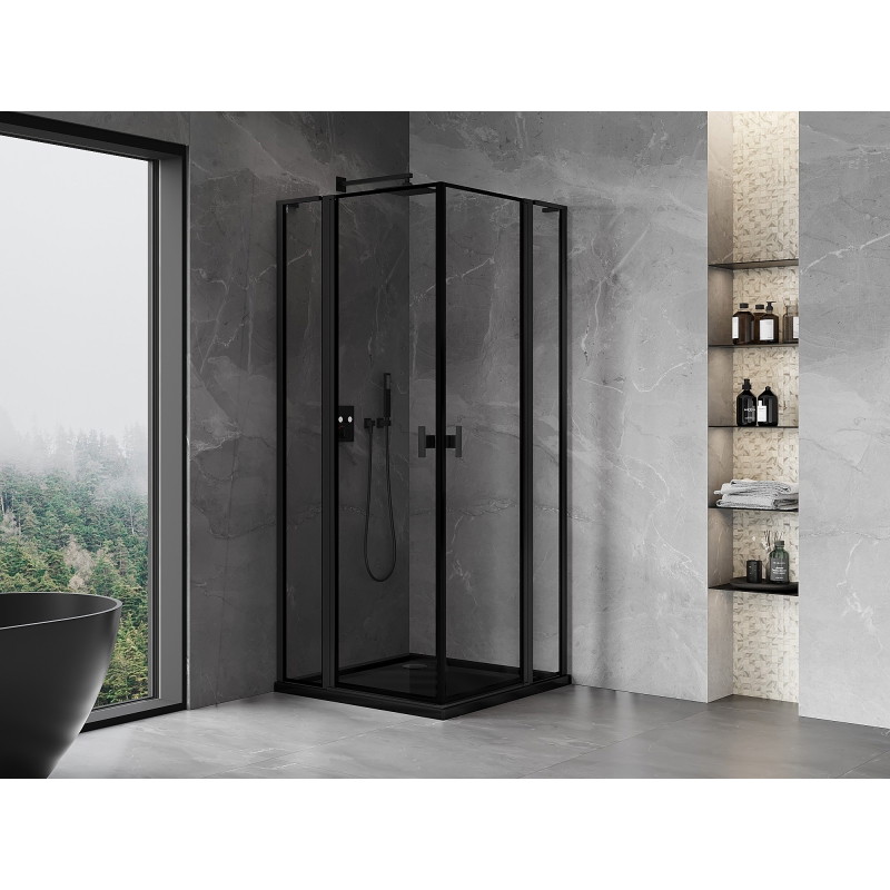 Mexen Mist L Duo dušikabiin avatav 95 x 95 cm, must raam, must - 8A4L-095L-095P-70-70