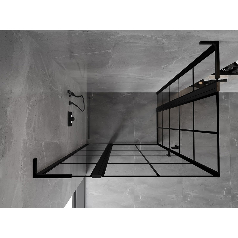 Mexen Mist L Duo kabina za tuš s vratima na preklop 120 x 115 cm, crna rešetka, crna - 8A4L-120L-115P-70-77