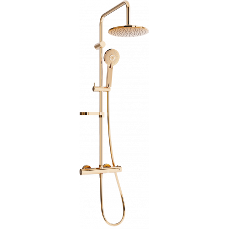 Mexen KX40 conjunto de duche de superfície com chuveiro de parede e torneira termostática, ouro rosa - 771504091-60