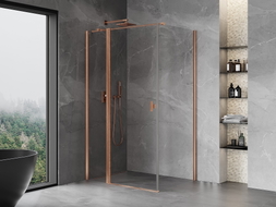 Mexen Mist T okretna tuš kabina 90 x 95 cm, prozirna, brušena bakar - 8A4T-090-095-65-00