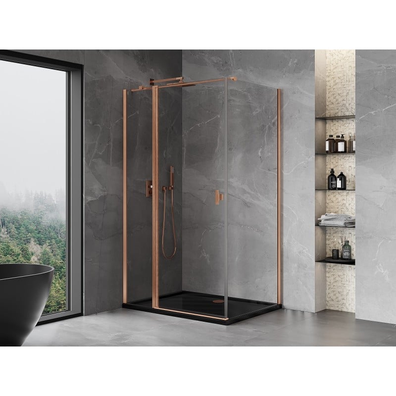 Mexen Mist T Shower Enclosure Hinged 70 x 100 cm, Transparent, Brushed Copper - 8A4T-070-100-65-00