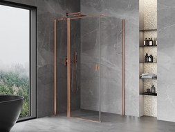 Mexen Mist T douchecabine scharnierend 120 x 100 cm, transparant, geborsteld koper - 8A4T-120-100-65-00