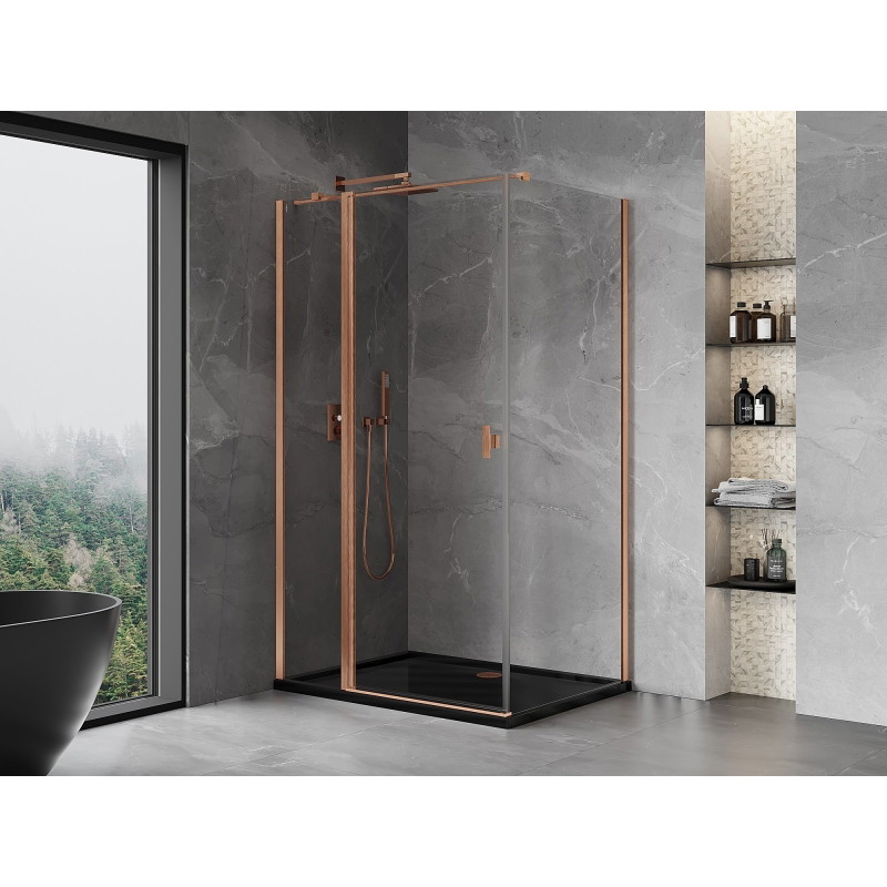 Mexen Mist T Nihajna pršni kabinet 85 x 110 cm, prozoren, brušeni baker - 8A4T-085-110-65-00