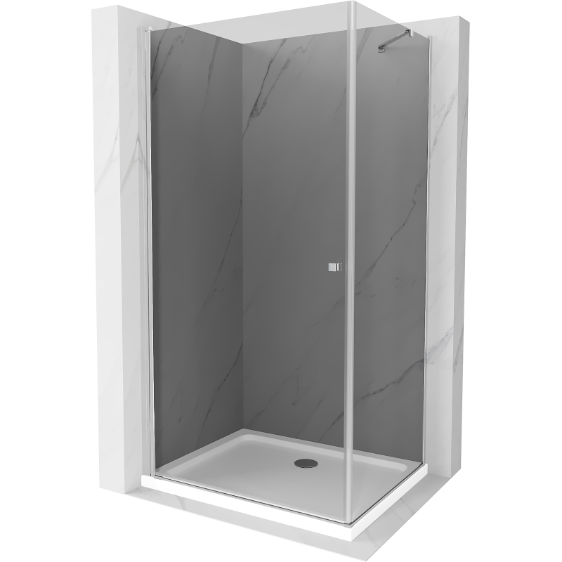 Mexen Pretoria Duschkabine, schwenkbar 100 x 80 cm, Grafit, Chrom + Flache Duschwanne - 852-100-080-01-40-4010