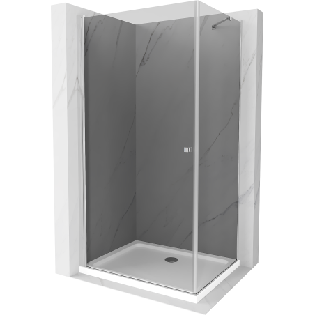 Mexen Pretoria douchecabine scharnierend 100 x 90 cm, grafiet, chroom + Flat douchebak - 852-100-090-01-40-4010