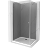 Mexen Pretoria douchecabine scharnierend 100 x 90 cm, grafiet, chroom + Flat douchebak - 852-100-090-01-40-4010
