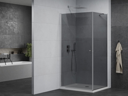 Mexen Pretoria 100 x 90 cm Swing Shower Cabin, Graphite, Chrome + Flat Tray - 852-100-090-01-40-4010