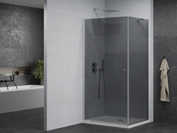 Mexen Pretoria paroi de douche pivotante 100 x 90 cm, graphite, chrome + receveur Flat - 852-100-090-01-40-4010