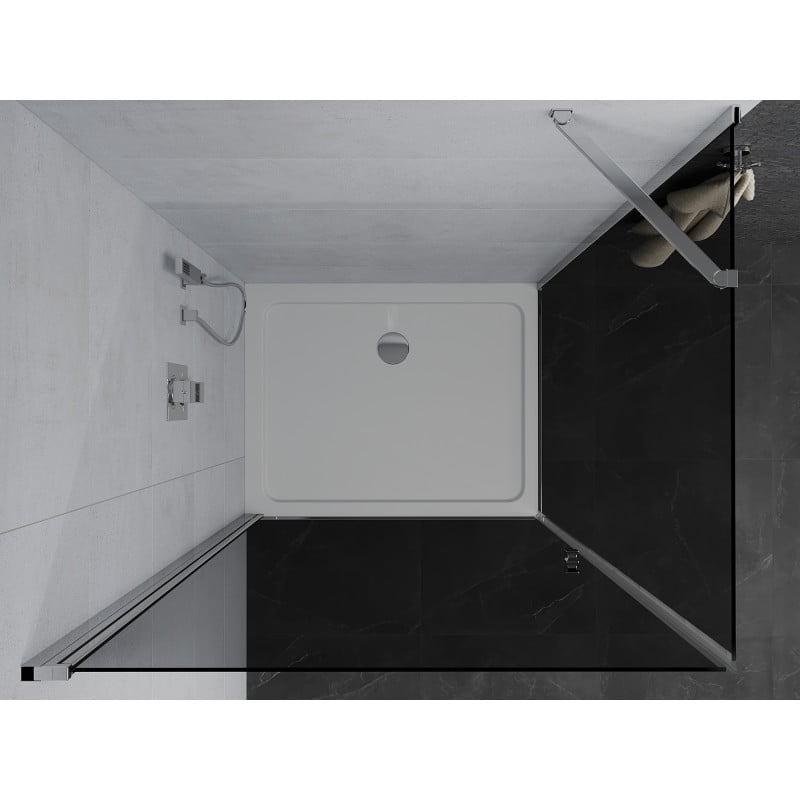 Mexen Pretoria kabina prysznicowa uchylna 100 x 90 cm, grafit, chrom + brodzik Flat - 852-100-090-01-40-4010