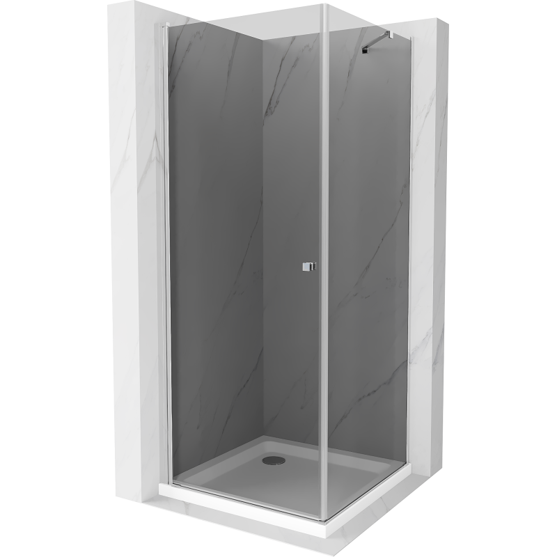 Mexen Pretoria Duschkabine schwenkbar 100 x 100 cm, grafit, chrom + Duschwanne Flat - 852-100-100-01-40-4010