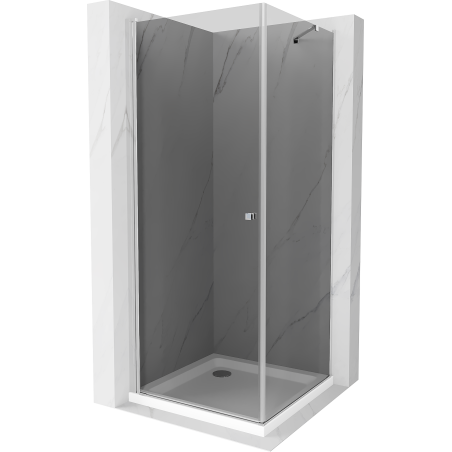 Mexen Pretoria draaideur douchecabine 100 x 100 cm, grafiet , chroom + Flat douchebak - 852-100-100-01-40-4010