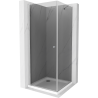 Mexen Pretoria douchecabine scharnierend 100 x 100 cm, grafiet, chroom + Flat douchebak - 852-100-100-01-40-4010