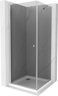 Mexen Pretoria Duschkabine schwenkbar 100 x 100 cm, grafit, chrom + Duschwanne Flat - 852-100-100-01-40-4010