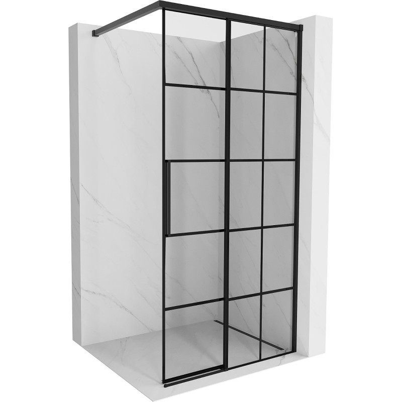 Mexen Rox Walk-in tuš pregrada desna 110 x 200 cm, crna mreža 8 mm, crna - 8C2-110-003-70-77-P