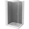 Mexen Pretoria 100 x 120 cm Hinged Shower Enclosure, Graphite, Chrome + Flat Shower Tray - 852-100-120-01-40-4010