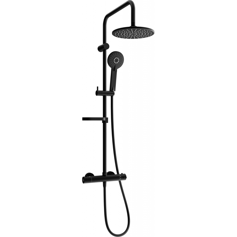 Mexen KX40 conjunto de duche de superfície com chuveiro e torneira termostática, preto - 771504091-70