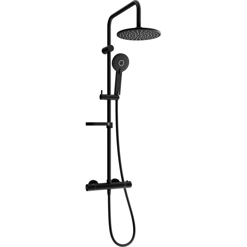 Mexen KX40 exposed shower set with rain shower and thermostatic mixer, black - 771504091-70