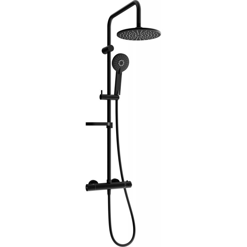 Mexen KX40 surface-mounted shower set with overhead shower and thermostatic mixer, black - 771504091-70
