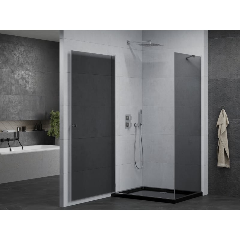 Mexen Pretoria avatav dušinurk 100 x 80 cm, grafiit, kroom + Flat dušialus, must - 852-100-080-01-40-4070