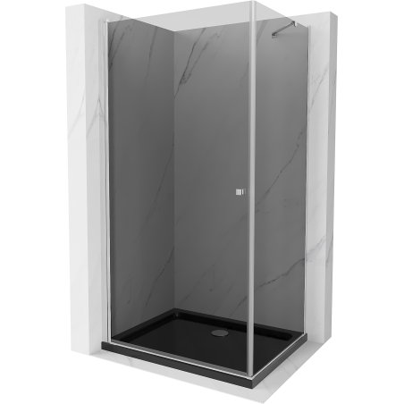 Mexen Pretoria cabine de douche pivotante 100 x 80 cm, graphite, chrome + receveur Flat, noir - 852-100-080-01-40-4070