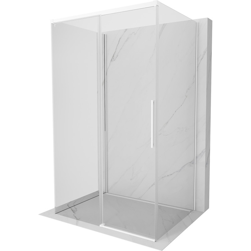 Mexen Rox-3S driedelige douchecabine, schuifdeur 160 x 85 cm, transparant, wit - 8C2-160-085-20-00-3S