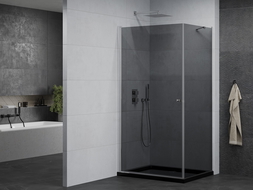 Mexen Pretoria Hinged Shower Enclosure 100 x 90 cm, Graphite, Chrome + Flat Tray, Black - 852-100-090-01-40-4070