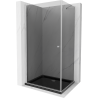Mexen Pretoria Hinged Shower Enclosure 100 x 90 cm, Graphite, Chrome + Flat Tray, Black - 852-100-090-01-40-4070