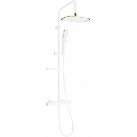 Mexen KX49 set doccia esterno con soffione e rubinetto termostatico, bianco/oro - 771504091-25