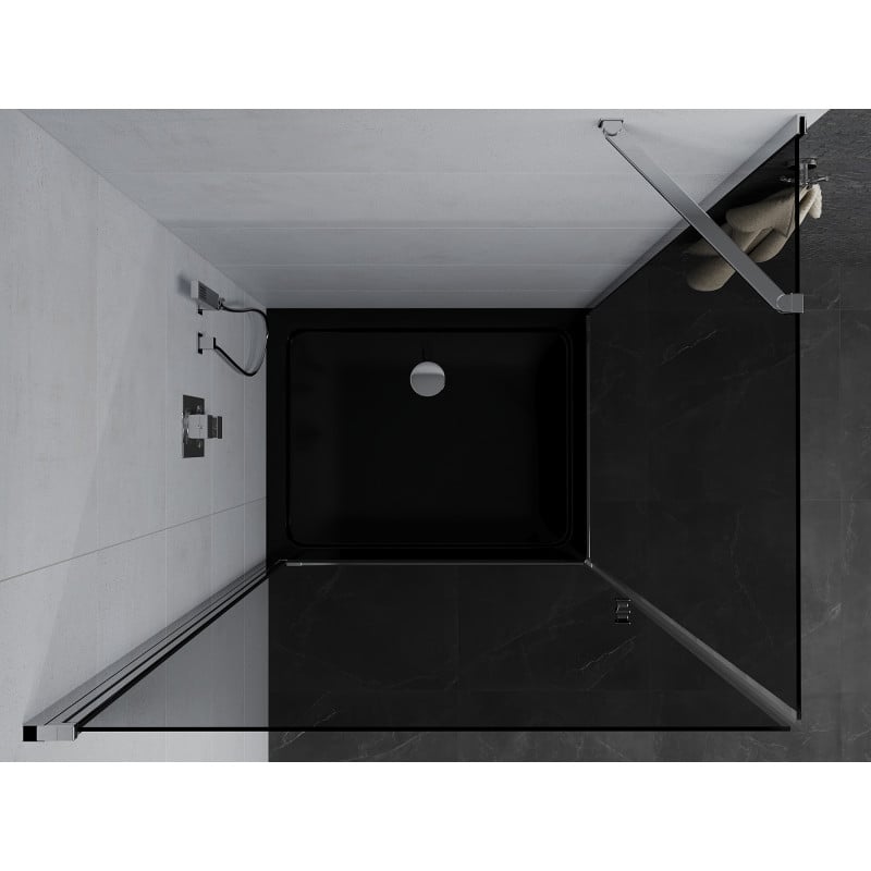 Mexen Pretoria cabina doccia a battente 100 x 110 cm, grafite, cromo + piatto doccia Flat, nero - 852-100-110-01-40-4070
