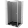 Mexen Pretoria cabine de douche à battant 100 x 110 cm, graphite, chrome + receveur Flat, noir - 852-100-110-01-40-4070