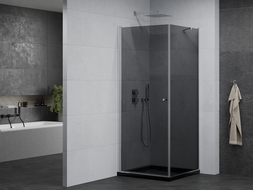 Mexen Pretoria 100 x 100 cm Hinged Shower Enclosure, Graphite, Chrome + Flat Tray, Black - 852-100-100-01-40-4070