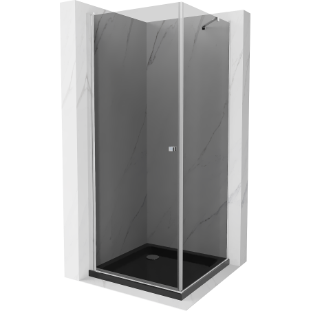 Mexen Pretoria cabine de douche pivotante 100 x 100 cm, graphite, chrome + receveur plat, noir - 852-100-100-01-40-4070
