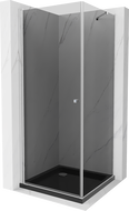 Mexen Pretoria 100 x 100 cm Hinged Shower Enclosure, Graphite, Chrome + Flat Tray, Black - 852-100-100-01-40-4070