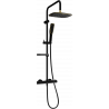 Mexen KX49 Außenliegendes Duschset mit Regenduschkopf und Thermostatarmatur, Schwarz/Gold - 771504991-75