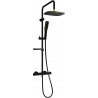 Mexen KX49 surface-mounted shower set with a rain shower head and thermostatic faucet, black/gold - 771504991-75