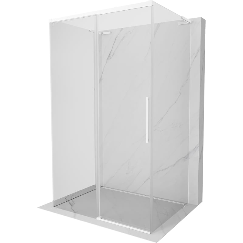 Mexen Rox-3S L 3-sienu bīdāmā dušas kabīne 135 x 100 cm, caurspīdīga, balta - 8C2L-135-100-20-00-3S