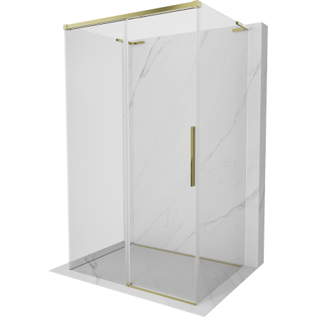 Mexen Rox-3S L 3-wall sliding shower cabin 100 x 70 cm, transparent, gold - 8C2L-100-070-50-00-3S