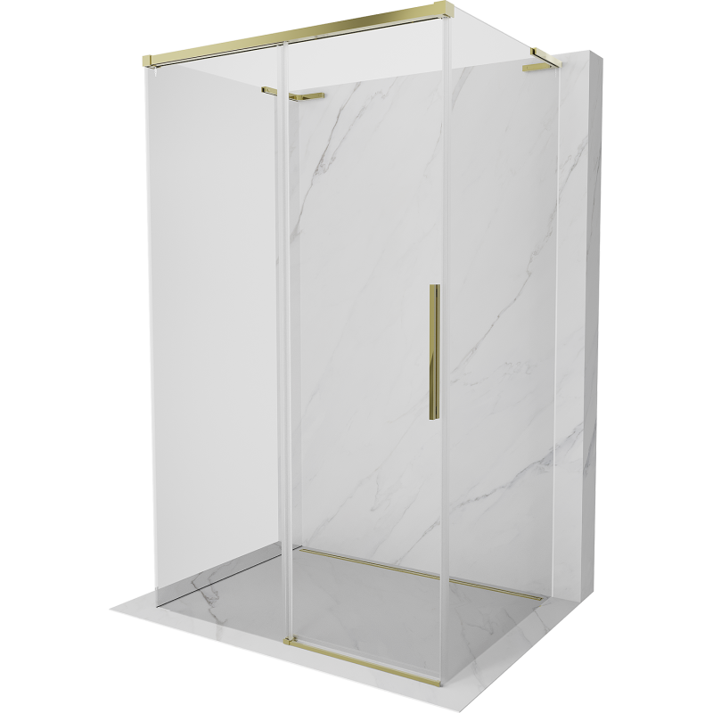 Mexen Rox-3S L cabina doccia scorrevole 3 lati 125 x 70 cm, trasparente, oro - 8C2L-125-070-50-00-3S