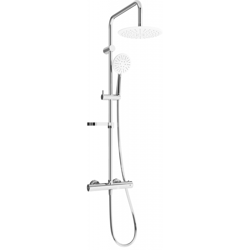 Mexen KX67 ensemble de douche apparente avec douche de tête et robinet thermostatique, chrome/blanc - 771506791-00