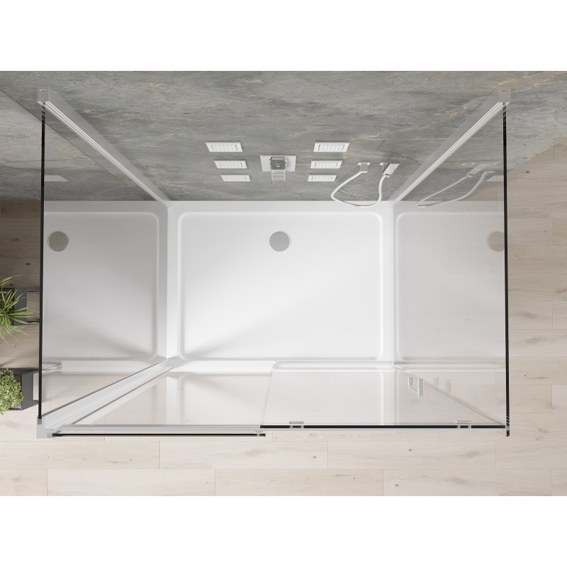Mexen Omega-3S kabina prysznicowa 3-ścienna, rozsuwana 100x90 cm, transparent, chrom + brodzik Flat - 825-100-090-01-00-3s-4010