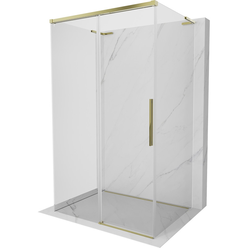 Mexen Rox-3S L Kolmepoolne, lükandustega dušinurk 100 x 110 cm, läbipaistev, kuldne - 8C2L-095-110-50-00-3S